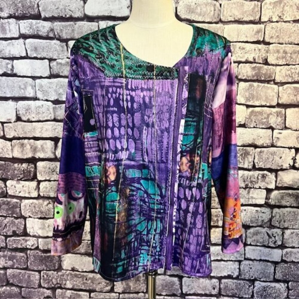 Misslook Purple, Green & Black Long Sleeve Jacket Size XL